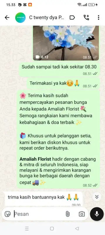 Testimonial krans bunga SUBULUSSALAM